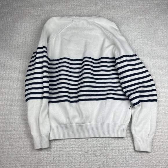 Lacoste Live! Preppy Knitted pullover Sweater White / Navy Striped Men Sz 6 Read - Picture 16 of 16